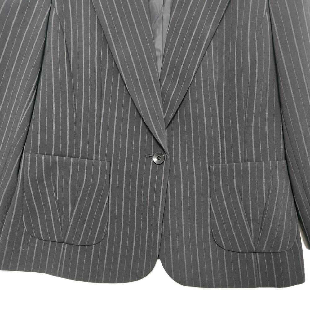 Caslon Blazer Womens Black Gray Pinstripe Jacket Size 8 Office Work Career - Picture 3 of 7